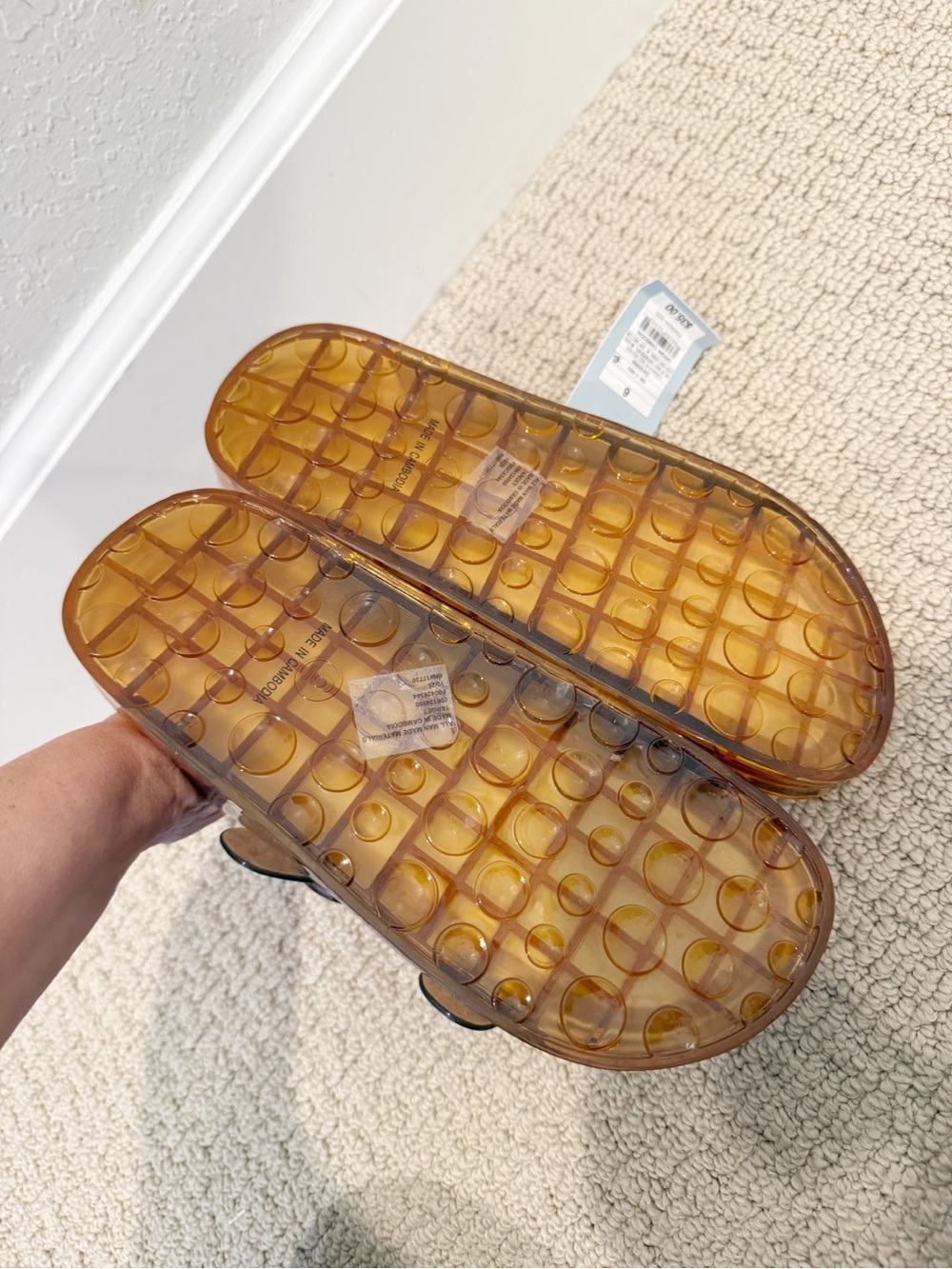 SHADE & SHORE Gemma Jelly Sandals in Tan Brown Slides NWT size 6 Beach Summer - Picture 7 of 7